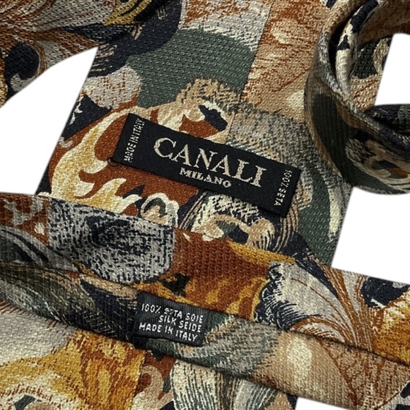 CANALI VINTAGE Gray/Brown Paisley Silk LUXURY Tie ITALY - Picture 3 of 4
